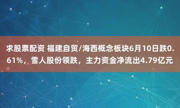 求股票配资 福建自贸/海西概念板块6月10日跌0.61%，雪人股份领跌，主力资金净流出4.79亿元