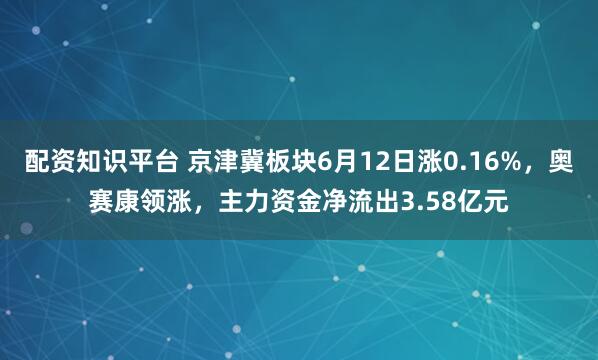 配资知识平台 京津冀板块6月12日涨0.16%，奥赛康领涨，主力资金净流出3.58亿元